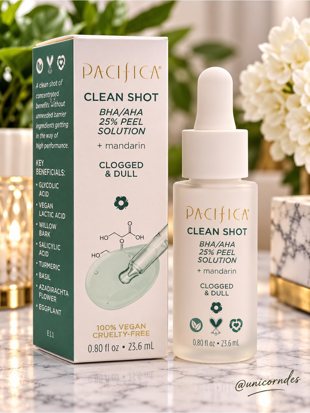 Pacifica Clean Shot BHA/AHA 25% Peel Solution Mandarin 0.8 oz Discontinued